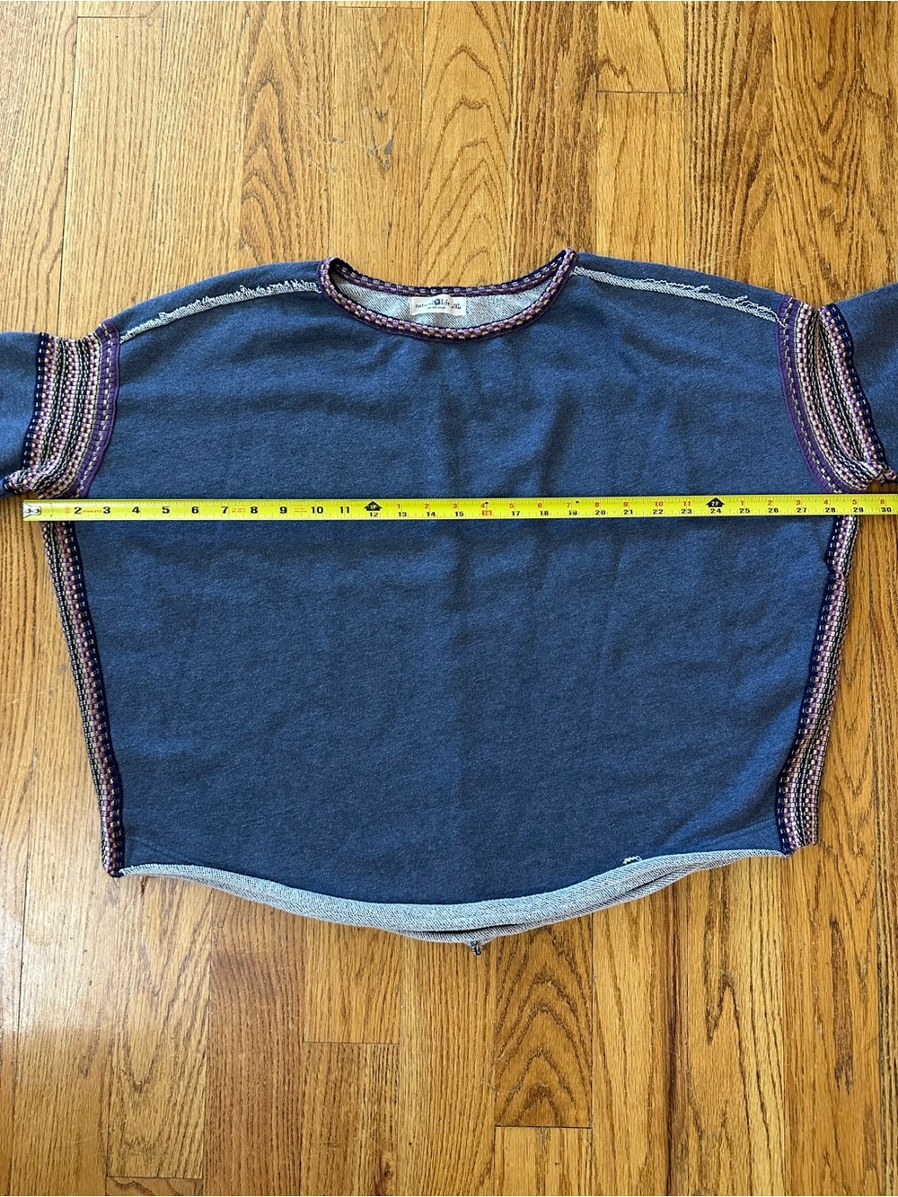 NATURAL LIFE Knit Trim Indigo Sweatshirt Size Large / XL - Picture 9 of 10